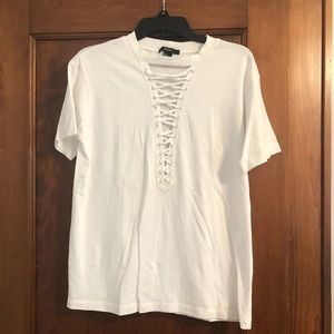 Forever 21 Lace-Up String high neck T-shirt